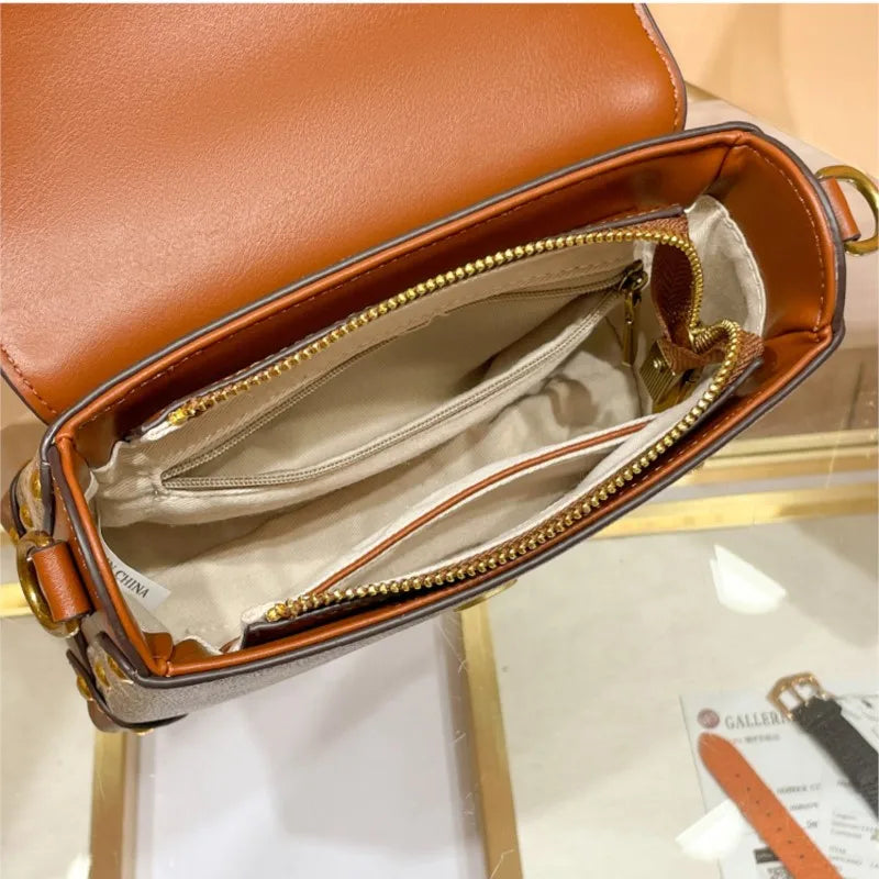Saddle Luxury Handbag With Horse and Carriage