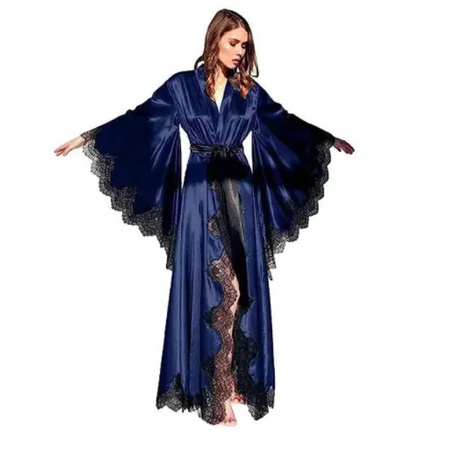 Lace-Trim Long Robe