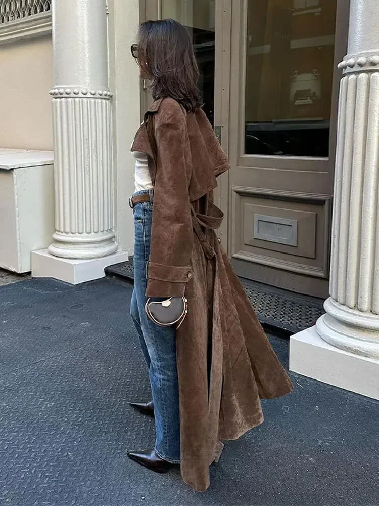 Faux Leather Long Coat