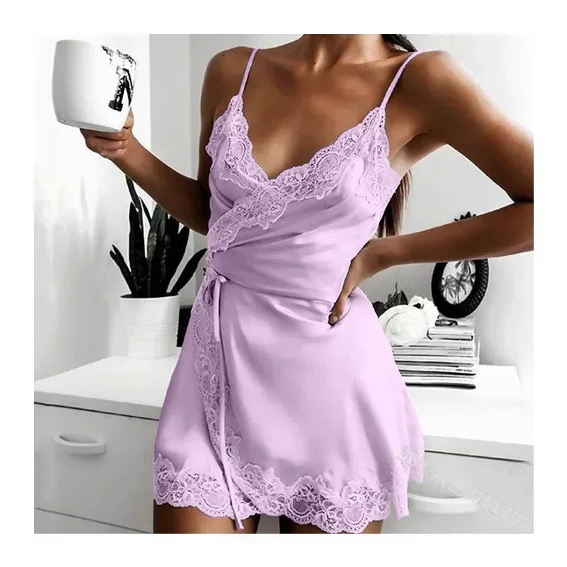 Lace-Trim Mini Nightdress