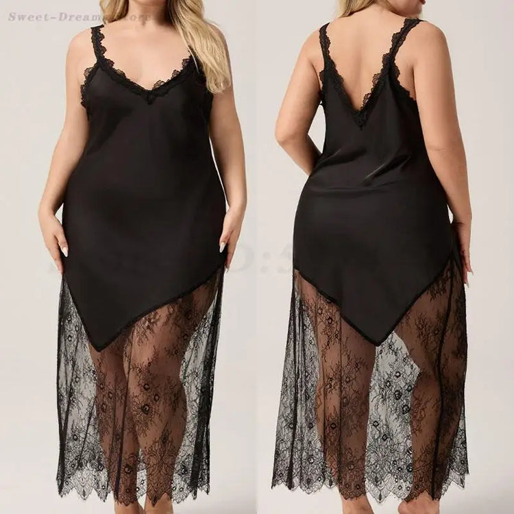 Black Lace-Hem Nightgown