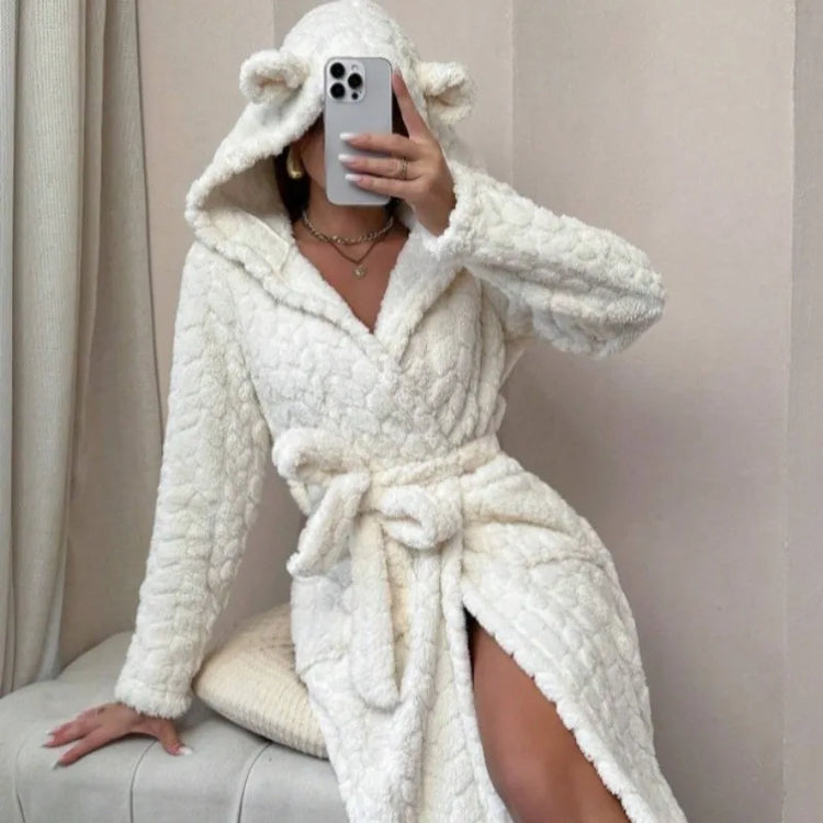 Plush Bear-Ear Hooded Robe