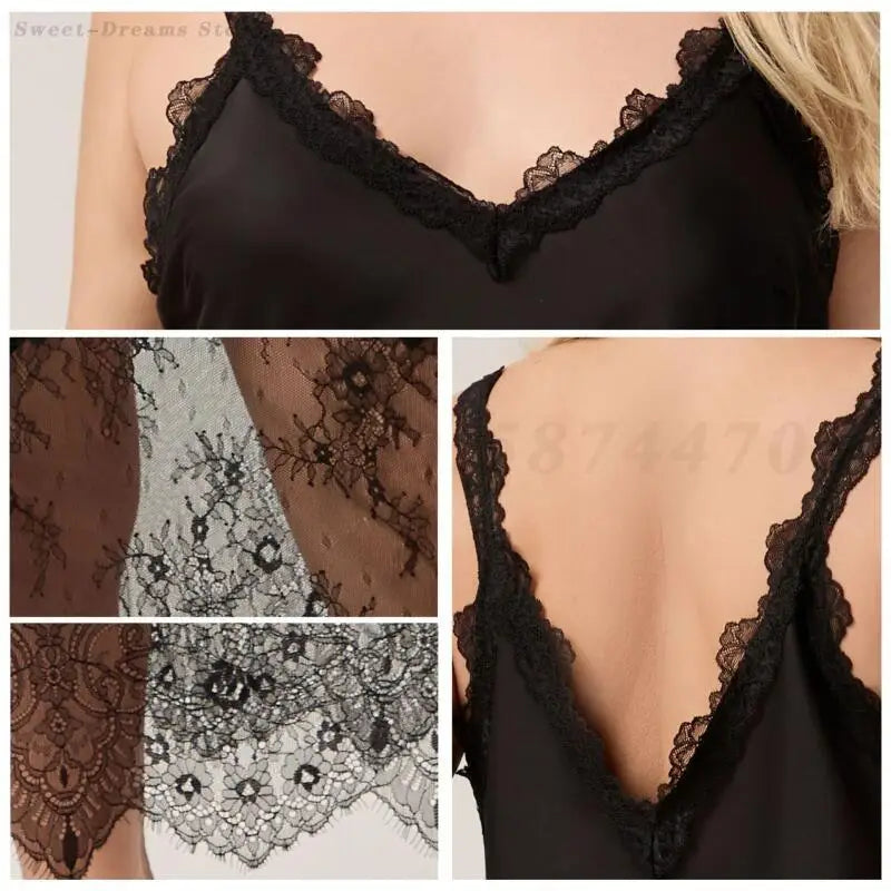 Black Lace-Hem Nightgown