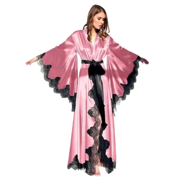 Lace-Trim Long Robe