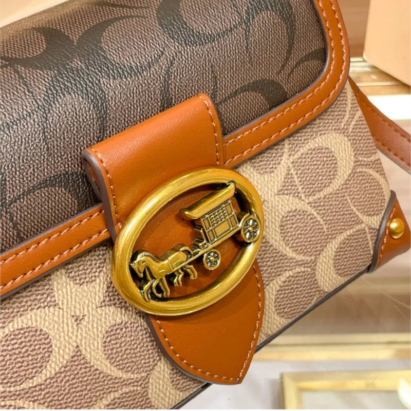 Saddle Luxury Handbag With Horse and Carriage