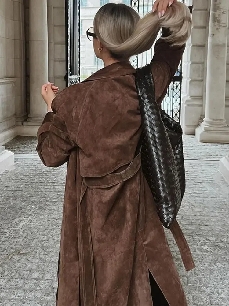 Faux Leather Long Coat