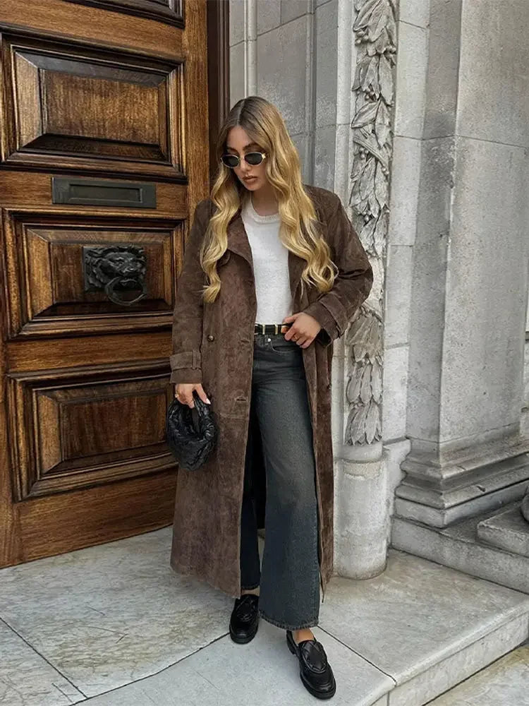 Faux Leather Long Coat
