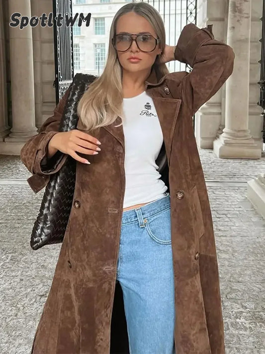 Faux Leather Long Coat