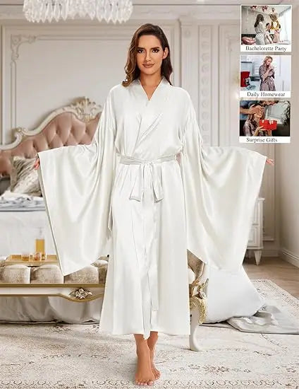 Long Satin Kimono Robe