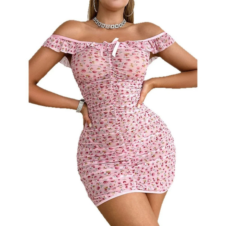 Floral Off-Shoulder Nightdress Set