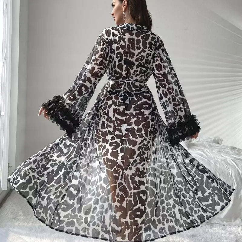 Leopard-Print Long Robe