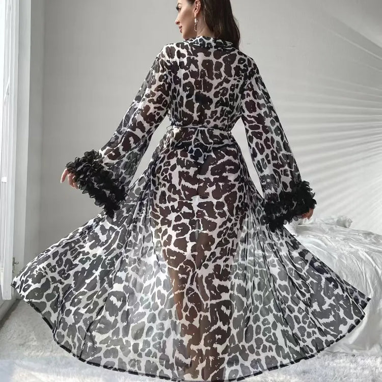Leopard-Print Long Robe