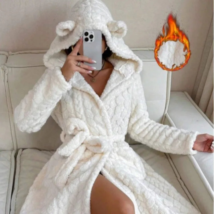 Plush Bear-Ear Hooded Robe